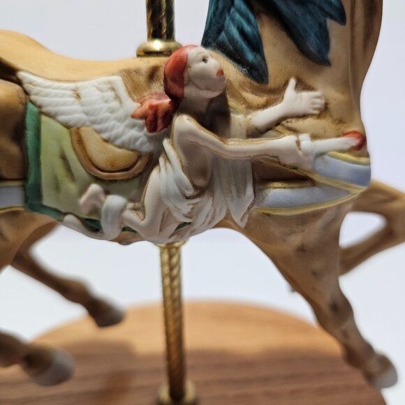 Willitts Musical Carousel Horse with Angel Wood Base Plays Carousel Waltz 60 - Picture 5 of 16